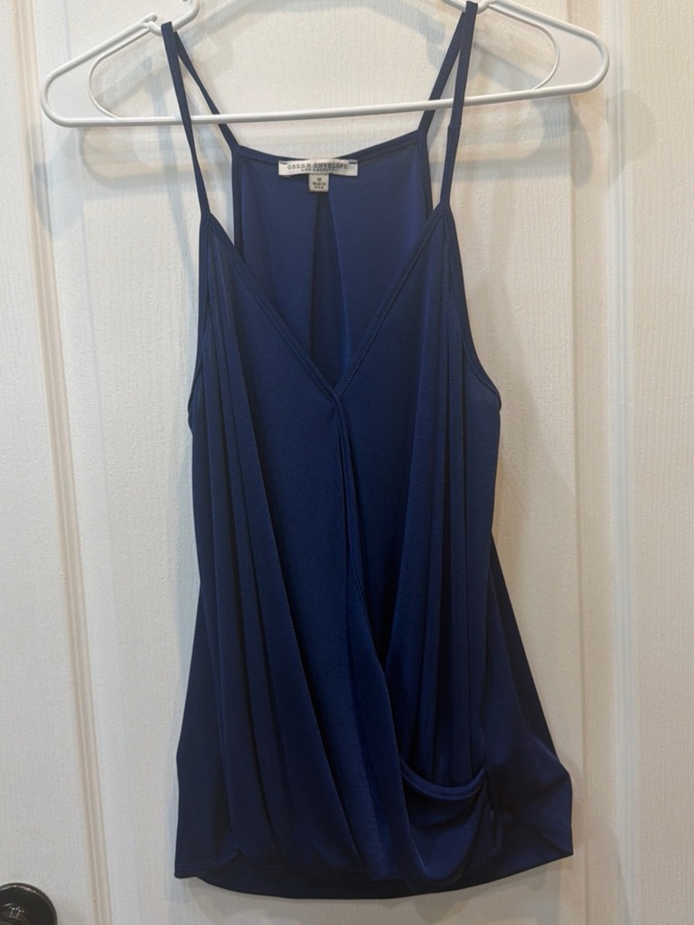Green Envelope Navy Sleeveless Spaghetti Strap Tank